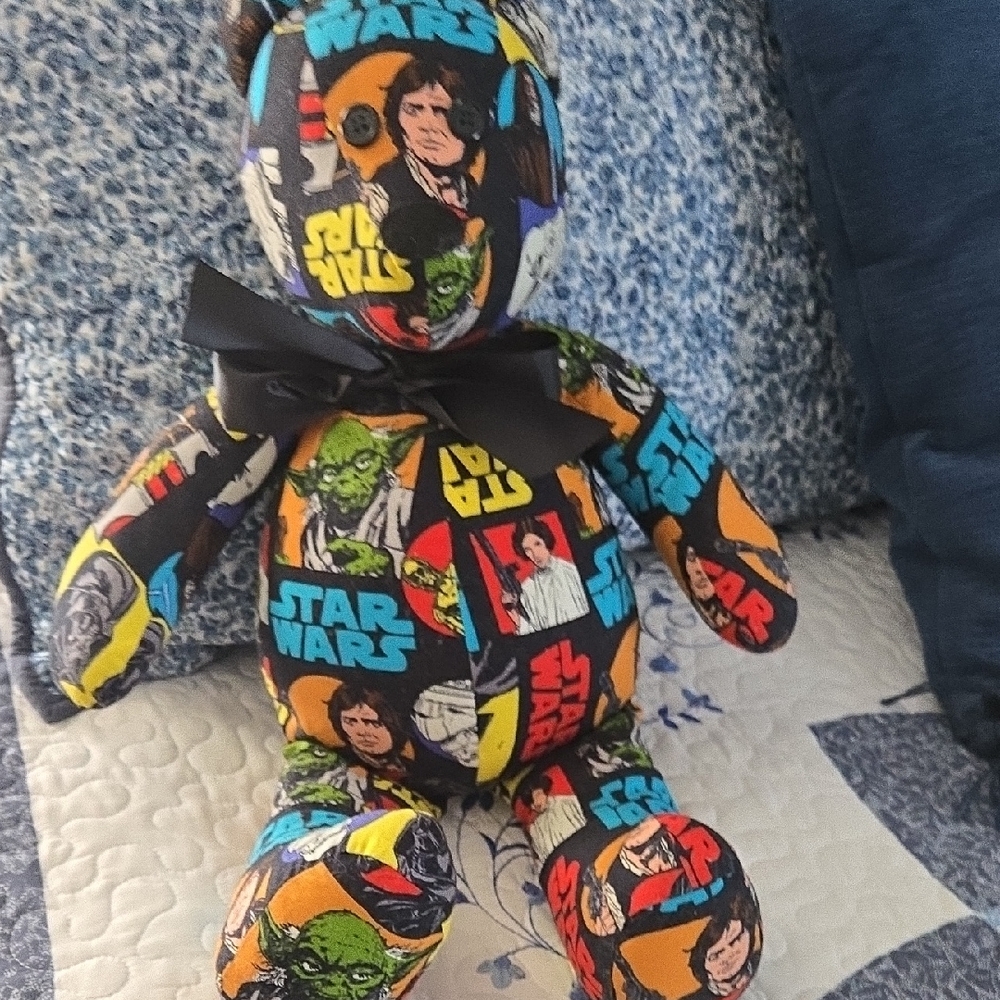 Star Wars Patterned Teddy Bear with Black Bow